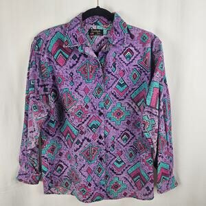 VTG 80s/90s Ruddock Bros Mens M Southwestern Print Button Up Shirt USA Western